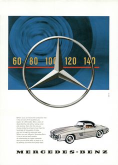 an advertisement for the mercedes benz automobile company, with a car's emblem on it