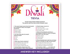 a poster with the words diwal trivia on it