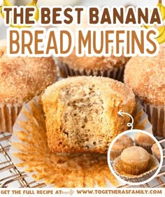 the best banana bread muffins on a cooling rack