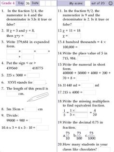 the worksheet is shown with numbers and fractions in each column, which includes two