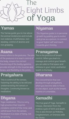 the eight limbs of yoga info sheet