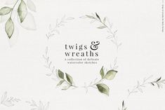 the cover of twos and wreaths, featuring green leaves on a white background