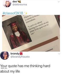 a tweet with an image of a woman wearing a graduation cap and gown