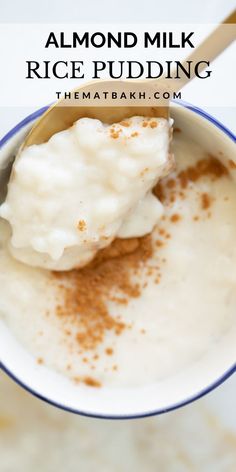 dairy - free and vegan rice pudding in a bowl