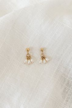 14k gold filled 3mm mini ball studs with three 3mm freshwater pearls Sold as a pair Please note: all earrings are final sale Pearl Studs, Freshwater Pearls, Final Sale, Modern Style, Gold Filled, Gold