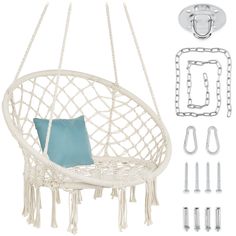 Macrame Hanging Chair Handwoven Cotton Hammock Swing w/ Mounting Hardware Macrame Hammock Chair, Macrame Hanging Chair, Macrame Hammock, Macrame Swing, Hanging Hammock Chair, Hammock Stand, Swing Chair, Macrame Hanging, Hammock Chair