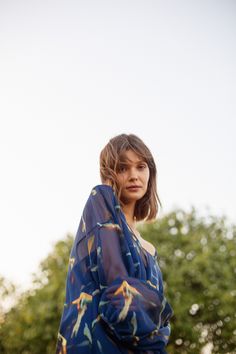 Oversized semi-transparent Fly tunic with voluminous sleeves and signature SS18 print. Perfect to stand out in a crowd. #imauve #ss18 Stand Out In A Crowd, Voluminous Sleeves, Semi Transparent, Rain Jacket