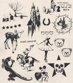 an old school tattoo design from the 1950's, with various images and symbols