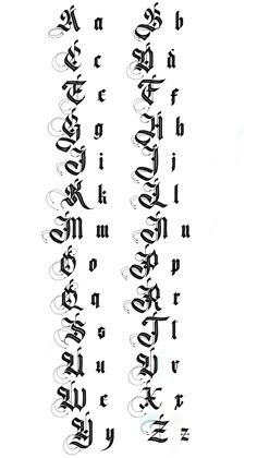 some type of calligraphy written in different languages and letters, all on one side