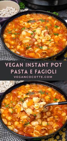 two bowls of vegan instant pot pasta