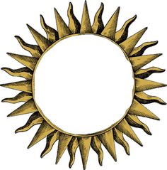 a drawing of a sunburst in the middle of a circle with a white background