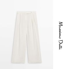 Wide Leg Linen Trousers, Line Shopping, Pantalon Large, Linen Trousers, Massimo Dutti, Wide Leg Trousers, Wide Leg, Trousers, White