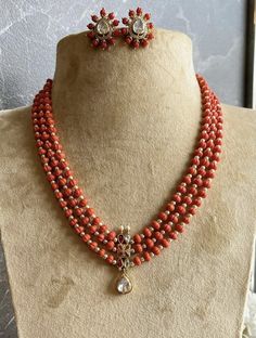 Beads Choker Necklace Indian Gold, Coral And Pearl Beads Jewellery, Coral Chain Designs, Coral And Pearl Necklace, Coral Chains Gold Indian, Beads Necklace Designs Indian, Coral Beads Jewellery Indian, Pagadala Haram Designs, Beads Necklace Indian Gold