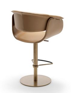 an image of a modern bar stool with leather upholstered back and foot rest