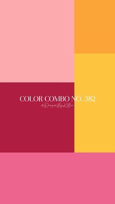 the color combo no 382 is shown in red, yellow and pink tones with white letters