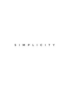 the word simplicity is written in black on a white background