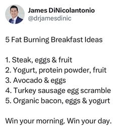 Stop Food Cravings, Dr James Dinicolantonio, James Dinicolantonio, Fat Burning Breakfast, Healthy High Protein Meals, Healthy Food Motivation, Healthy Lifestyle Food, Eating Healthy, Healthy Meal Prep