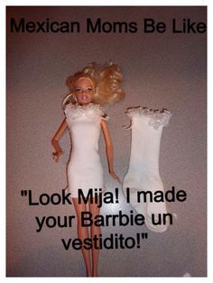 a barbie doll wearing a white dress and socks with the caption, look mia i made your barbie un vestito