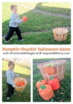 the pumpkin chuckin halloween game is perfect for toddlers to play in their yard