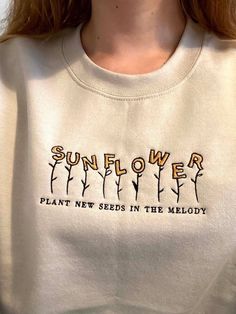 Diy Embroidery Shirt, Sunflower Plant, Sunflower Shirt, The Melody, Embroidery Gifts, Shirt Embroidery