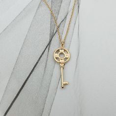 Material : 14k Gold plated - Hypoallergenic over Brass Key : 9.5mm x 27mm Classic Jewelry With Keys For Gifts, Gold Key Pendant Jewelry, Yellow Gold Key Pendant Jewelry, Gold Pendant Jewelry With Keys, Key Necklace Vintage, North Star Necklace, Pineapple Necklace, Good Luck Necklace, Key Pendant Necklace