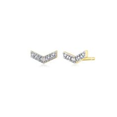 These beautiful diamond accent chevron stud earrings are crafted from bronze and plated with 14k gold flash and silver tone for a polished finish. The earrings feature a pave setting with round diamond accents. The earrings come with post backings and are nickel free. They come packaged in a box and pouch, making them a perfect gift for any adult female. Size: one size. Pouch Making, Pave Setting, In A Box, Round Diamond, Round Diamonds, Silver Tone, Flash, Fine Jewelry, Plating