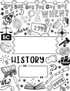 a black and white poster with words that say history, which is written in different languages