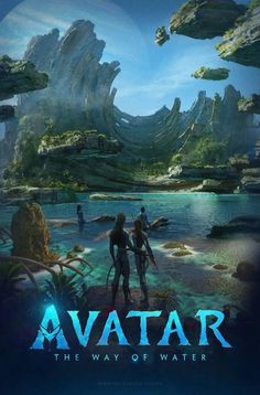 avatar movie poster with two people standing in front of an alien land and the words avatar