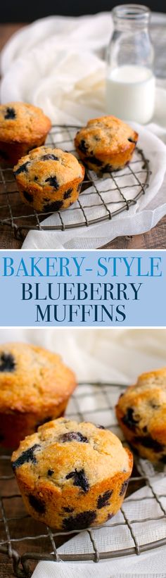 blueberry style muffins cooling on a wire rack