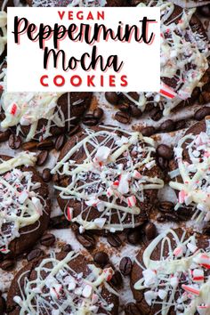 vegan peppermint mocha cookies with white chocolate and candy canes