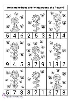 the printable worksheet for bees and flowers