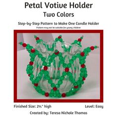 the instructions for how to make a petal votive holder with beads and beads