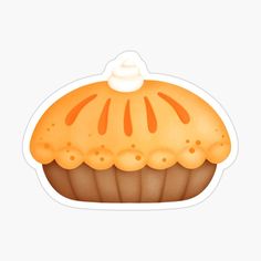 an orange cupcake sticker with white frosting on it's top and bottom