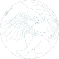 a drawing of an angel sitting on the ground