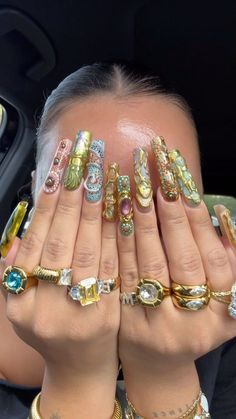 Friends Nails, Nail Goals, Bling Acrylic Nails, Nail Jewelry, Instagram Nails