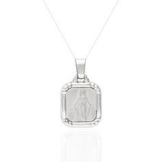 Product Category: Pendants Body Area: Neck Occasion: Religious Theme: Religious For: Women Metal: Sterling Silver Metal Purity: 925 Base Metal: Sterling Silver, 925 parts per 1000 Finish: High Polished Color: White Shape: Square Height (mm): 33 Width (mm): 22 Thickness (mm): 3.5 Bail Space (mm): 3.8 Weight (gm): 6.5 Brand: WJD Exclusives Crafted in: Europe Size: one size.  Color: Metal Type.  Gender: unisex.  Age Group: adult.  Pattern: solid. Yellow Gold Solitaire, Solitaire Studs, Princess Diamond, Square Design, Chain Link Necklace, Virgin Mary, Solid 925 Sterling Silver, Wedding Ring Bands, Heart Pendant