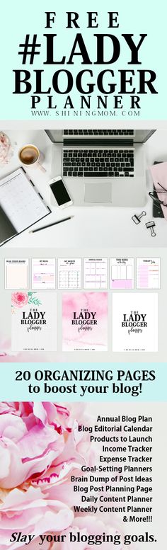 the lady blogger planner is open and ready to be used as a printable page