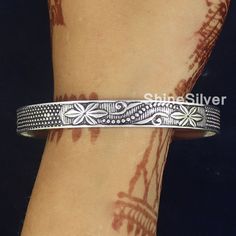 Silver Boho Bangles, Set Of 3 Bangles, Oxidized Silver Bangles, Set Of Bangles, West Indian Silver Bangles, Bangles for women, Gift For Her This is a great item to collect for all occasions. If you would like a number combination not listed please contact us. Sizes are as follows: ---------------------------------- To measure your hand for the bangle fold your fingers into your hand as though you were putting a bangle on and measure at the widest part. Please look at the photo of how to measure and don't hesitate to message us with fit questions. Product Detail: Qty : 3 Set Bangles Metal : 925 Sterling Silver Bangle Thickness:- 2 mm Bangle Width: 7 mm ( According to bangle size ) Write the Diameter: -------------------------------------------------- * X-Small - 2.25" diameter 7.5"circumfer Engraved Adjustable Bracelets, Adjustable Engraved Bangle, Boho Bangles, Boho Bangle, Bangles For Women, Bangles Set, Sterling Silver Bangles, Bangle Set, Oxidized Silver