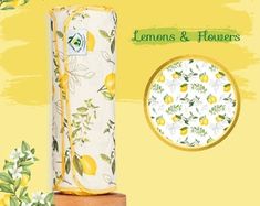 an image of lemons and flowers on a yellow background with the words lemons & flowers