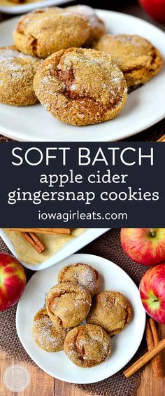 soft batch apple cider ginger snap cookies on plates