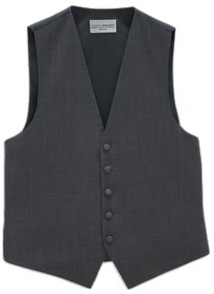 Classic Gray Vest For Work, Classic Gray Formal Vest, Elegant Sleeveless Gray Vest, Fitted Gray Vest For Business, Gray Fitted Vest For Business, Classic Gray Three-piece Suit For Business Casual, Classic Gray Three-piece Suit For Work, Classic Tailored Gray Vest, Gray Tailored Vest For Business