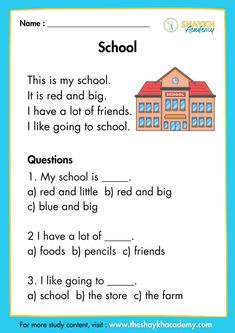 an english worksheet with the words school