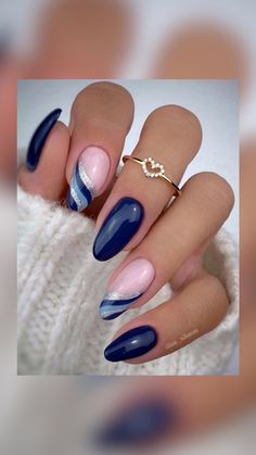 Blue Gel Nails Ideas Art Designs, Dip Nail Designs French Tips, Gelnagels Ideas, Elegant Winter Nail Designs, Nail Designs In Blue, Nails Blue Ideas, All Blue Nails, Blue Trendy Nails, Nail Designs 2023 Trends