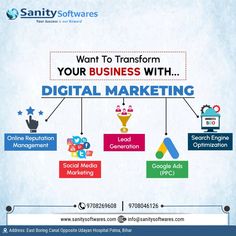 an info graphic showing how to transform your business with digital marketing