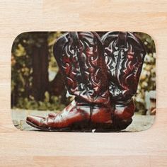 Get my art printed on awesome products. Support me at Redbubble #RBandME: https://www.redbubble.com/i/bath-mat/Worn-Cowboy-Boots-by-Steelpaulo/49886438.EVFTZ?asc=u