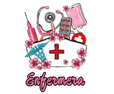 an image of medical equipment and flowers with the words enferenera on it