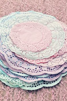 a pile of doily sitting on top of a table