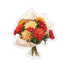 a bouquet of flowers is shown on a sticker