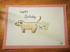 a happy birthday card with a dog and sprinkles