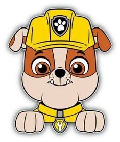 a cartoon dog wearing a fireman's hat